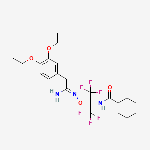 molecular formula C22H29F6N3O4 B5790070 N-[1-({[1-amino-2-(3,4-diethoxyphenyl)ethylidene]amino}oxy)-2,2,2-trifluoro-1-(trifluoromethyl)ethyl]cyclohexanecarboxamide 