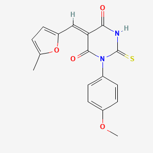 molecular formula C17H14N2O4S B5790227 1-(4-methoxyphenyl)-5-[(5-methyl-2-furyl)methylene]-2-thioxodihydro-4,6(1H,5H)-pyrimidinedione 