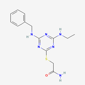 molecular formula C14H18N6OS B5790247 2-{[4-(benzylamino)-6-(ethylamino)-1,3,5-triazin-2-yl]thio}acetamide 