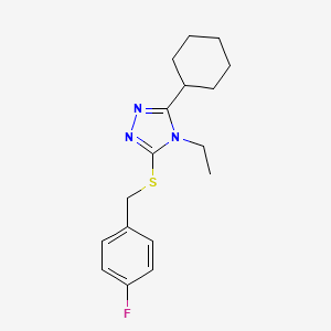 molecular formula C17H22FN3S B5790267 3-cyclohexyl-4-ethyl-5-[(4-fluorobenzyl)thio]-4H-1,2,4-triazole 