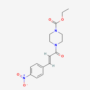 molecular formula C16H19N3O5 B5790484 ethyl 4-[3-(4-nitrophenyl)acryloyl]-1-piperazinecarboxylate 