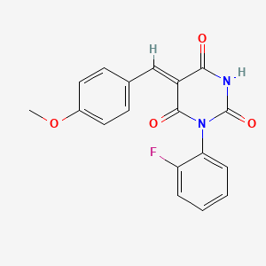 molecular formula C18H13FN2O4 B5790553 1-(2-fluorophenyl)-5-(4-methoxybenzylidene)-2,4,6(1H,3H,5H)-pyrimidinetrione 