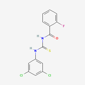 molecular formula C14H9Cl2FN2OS B5790611 N-{[(3,5-dichlorophenyl)amino]carbonothioyl}-2-fluorobenzamide 