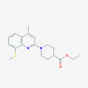 ethyl 1-[4-methyl-8-(methylthio)-2-quinolinyl]-4-piperidinecarboxylate