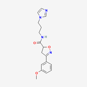 molecular formula C17H20N4O3 B5790991 N-[3-(1H-imidazol-1-yl)propyl]-3-(3-methoxyphenyl)-4,5-dihydro-5-isoxazolecarboxamide 