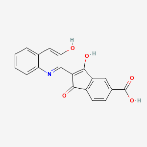molecular formula C19H11NO5 B579106 1H-Indene-5-carboxylic acid, 2,3-dihydro-2-(3-hydroxy-2(1H)-quinolinylidene)-1,3-dioxo- CAS No. 17739-41-2