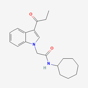 molecular formula C20H26N2O2 B5791110 N-cycloheptyl-2-(3-propionyl-1H-indol-1-yl)acetamide 