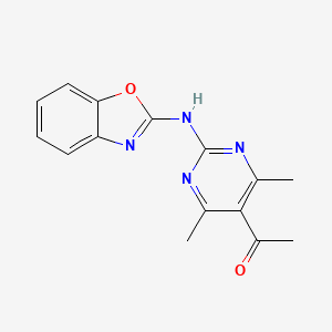 molecular formula C15H14N4O2 B5791142 1-[2-(1,3-benzoxazol-2-ylamino)-4,6-dimethyl-5-pyrimidinyl]ethanone 