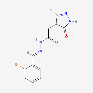 molecular formula C13H13BrN4O2 B5791355 N'-(2-bromobenzylidene)-2-(3-methyl-5-oxo-4,5-dihydro-1H-pyrazol-4-yl)acetohydrazide 
