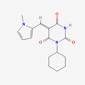molecular formula C16H19N3O3 B5791384 1-cyclohexyl-5-[(1-methyl-1H-pyrrol-2-yl)methylene]-2,4,6(1H,3H,5H)-pyrimidinetrione 