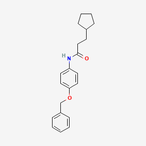 molecular formula C21H25NO2 B5791494 N-[4-(benzyloxy)phenyl]-3-cyclopentylpropanamide 