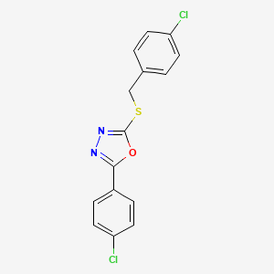 molecular formula C15H10Cl2N2OS B5791555 2-[(4-chlorobenzyl)thio]-5-(4-chlorophenyl)-1,3,4-oxadiazole 