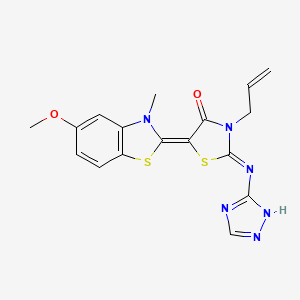 molecular formula C17H16N6O2S2 B5791609 3-allyl-5-(5-methoxy-3-methyl-1,3-benzothiazol-2(3H)-ylidene)-2-(1H-1,2,4-triazol-5-ylimino)-1,3-thiazolidin-4-one 