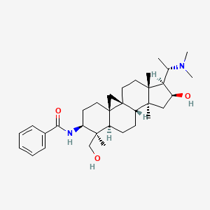 N-[(1S,3R,6S,7R,8R,11S,12S,14S,15S,16R)-15-[(1S)-1-(dimethylamino)ethyl]-14-hydroxy-7-(hydroxymethyl)-7,12,16-trimethyl-6-pentacyclo[9.7.0.01,3.03,8.012,16]octadecanyl]benzamide