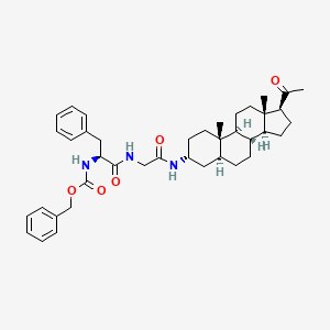 molecular formula C40H53N3O5 B579176 benzyl N-[(2S)-1-[[2-[[(3R,5S,8R,9S,10S,13S,14S,17S)-17-acetyl-10,13-dimethyl-2,3,4,5,6,7,8,9,11,12,14,15,16,17-tetradecahydro-1H-cyclopenta[a]phenanthren-3-yl]amino]-2-oxoethyl]amino]-1-oxo-3-phenylpropan-2-yl]carbamate CAS No. 16947-14-1