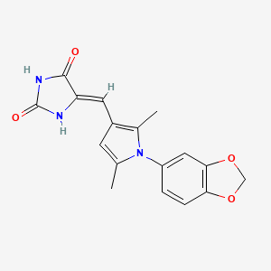 molecular formula C17H15N3O4 B5791779 5-{[1-(1,3-benzodioxol-5-yl)-2,5-dimethyl-1H-pyrrol-3-yl]methylene}-2,4-imidazolidinedione 