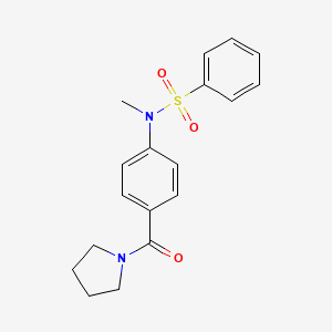 molecular formula C18H20N2O3S B5791789 N-methyl-N-[4-(1-pyrrolidinylcarbonyl)phenyl]benzenesulfonamide 