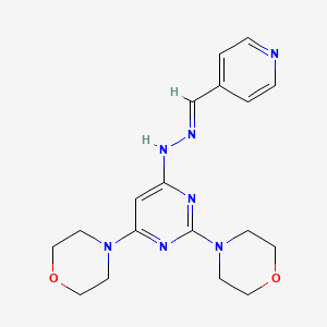 molecular formula C18H23N7O2 B5791846 isonicotinaldehyde (2,6-di-4-morpholinyl-4-pyrimidinyl)hydrazone 