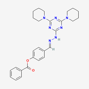 4-[2-(4,6-di-1-piperidinyl-1,3,5-triazin-2-yl)carbonohydrazonoyl]phenyl benzoate