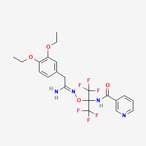 N-[1-({[1-amino-2-(3,4-diethoxyphenyl)ethylidene]amino}oxy)-2,2,2-trifluoro-1-(trifluoromethyl)ethyl]nicotinamide