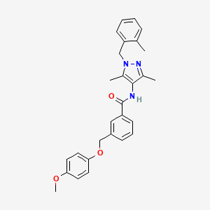 molecular formula C28H29N3O3 B5792263 N-[3,5-dimethyl-1-(2-methylbenzyl)-1H-pyrazol-4-yl]-3-[(4-methoxyphenoxy)methyl]benzamide 