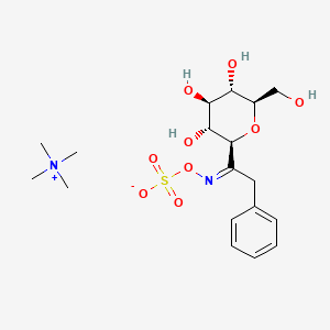 molecular formula C18H30N2O9S B579227 Tetramethylammonium (alpha-(beta-D-glucopyranosyl)phenethylideneaminyl) sulphate CAS No. 15592-35-5