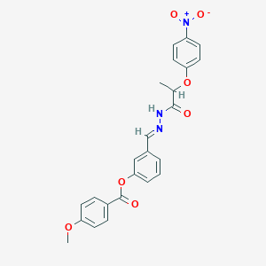 3-{2-[2-(4-nitrophenoxy)propanoyl]carbonohydrazonoyl}phenyl 4-methoxybenzoate
