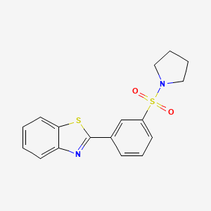 molecular formula C17H16N2O2S2 B5792282 2-[3-(1-pyrrolidinylsulfonyl)phenyl]-1,3-benzothiazole 