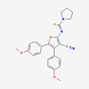 4,5-bis(4-methoxyphenyl)-2-[(1-pyrrolidinylmethylene)amino]-3-furonitrile