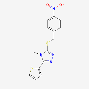molecular formula C14H12N4O2S2 B5792455 4-methyl-3-[(4-nitrobenzyl)thio]-5-(2-thienyl)-4H-1,2,4-triazole 