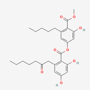 molecular formula C27H34O8 B579249 3-Hydroxy-4-(methoxycarbonyl)-5-pentylphenyl 2,4-dihydroxy-6-(2-oxoheptyl)benzoate CAS No. 19314-71-7