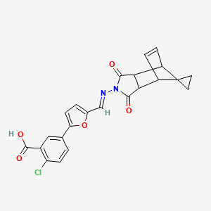 2-chloro-5-(5-{[(3',5'-dioxo-4'-azaspiro[cyclopropane-1,10'-tricyclo[5.2.1.0~2,6~]decane]-8'-en-4'-yl)imino]methyl}-2-furyl)benzoic acid