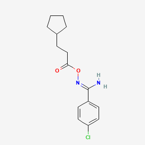 4-chloro-N'-[(3-cyclopentylpropanoyl)oxy]benzenecarboximidamide