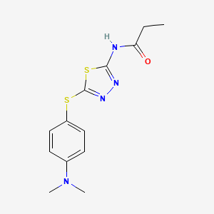 molecular formula C13H16N4OS2 B5792855 N-(5-{[4-(dimethylamino)phenyl]thio}-1,3,4-thiadiazol-2-yl)propanamide 