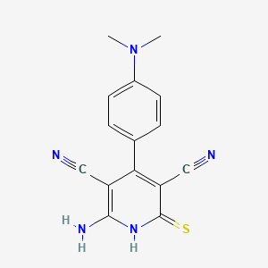 molecular formula C15H13N5S B5792940 6-amino-4-[4-(dimethylamino)phenyl]-2-thioxo-1,2-dihydro-3,5-pyridinedicarbonitrile 