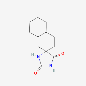 molecular formula C12H18N2O2 B579310 spiro[2,3,4,4a,5,6,8,8a-octahydro-1H-naphthalene-7,5'-imidazolidine]-2',4'-dione CAS No. 18656-11-6
