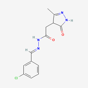 N'-(3-chlorobenzylidene)-2-(3-methyl-5-oxo-4,5-dihydro-1H-pyrazol-4-yl)acetohydrazide