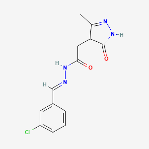 molecular formula C13H13ClN4O2 B5793147 N'-(3-chlorobenzylidene)-2-(3-methyl-5-oxo-4,5-dihydro-1H-pyrazol-4-yl)acetohydrazide 