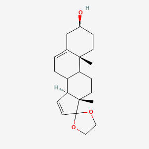 molecular formula C21H30O3 B579332 (3S,10R,13S,14S)-10,13-Dimethyl-1,2,3,4,7,8,9,10,11,12,13,14-dodecahydrospiro[cyclopenta[a]phenanthrene-17,2'-[1,3]dioxolan]-3-ol CAS No. 17921-62-9