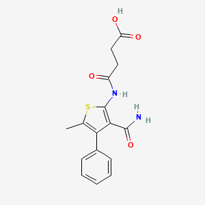 molecular formula C16H16N2O4S B5793377 4-{[3-(aminocarbonyl)-5-methyl-4-phenyl-2-thienyl]amino}-4-oxobutanoic acid 