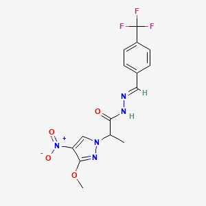 molecular formula C15H14F3N5O4 B5793464 2-(3-methoxy-4-nitro-1H-pyrazol-1-yl)-N'-[4-(trifluoromethyl)benzylidene]propanohydrazide 