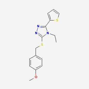 molecular formula C16H17N3OS2 B5793536 4-ethyl-3-[(4-methoxybenzyl)thio]-5-(2-thienyl)-4H-1,2,4-triazole 