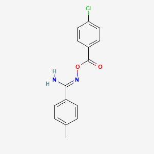 molecular formula C15H13ClN2O2 B5793630 N'-[(4-chlorobenzoyl)oxy]-4-methylbenzenecarboximidamide 