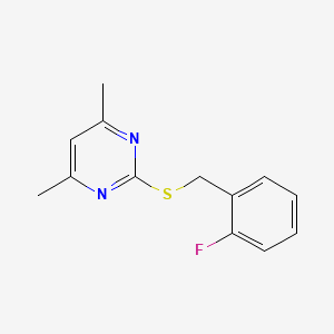molecular formula C13H13FN2S B5793714 2-[(2-fluorobenzyl)thio]-4,6-dimethylpyrimidine 