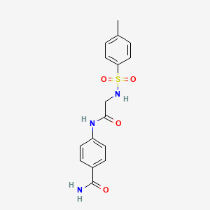 molecular formula C16H17N3O4S B5793725 4-({N-[(4-methylphenyl)sulfonyl]glycyl}amino)benzamide 