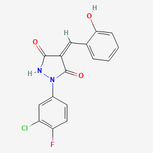 molecular formula C16H10ClFN2O3 B5793912 1-(3-chloro-4-fluorophenyl)-4-(2-hydroxybenzylidene)-3,5-pyrazolidinedione 