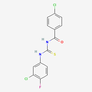 molecular formula C14H9Cl2FN2OS B5794007 4-chloro-N-{[(3-chloro-4-fluorophenyl)amino]carbonothioyl}benzamide 