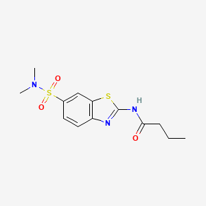 molecular formula C13H17N3O3S2 B5794090 N-{6-[(dimethylamino)sulfonyl]-1,3-benzothiazol-2-yl}butanamide 