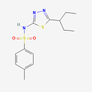 molecular formula C14H19N3O2S2 B5794132 N-[5-(1-ethylpropyl)-1,3,4-thiadiazol-2-yl]-4-methylbenzenesulfonamide 