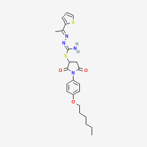 1-[4-(hexyloxy)phenyl]-2,5-dioxo-3-pyrrolidinyl 2-[1-(2-thienyl)ethylidene]hydrazinecarbimidothioate